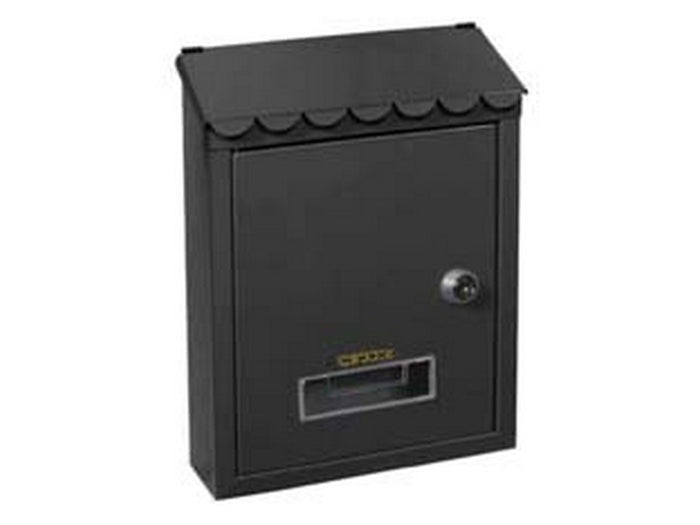 cassetta postale media con tetto e chiave a cilindro nera - cm.21x7x30h. - colore nero cod:ferx.fer229562