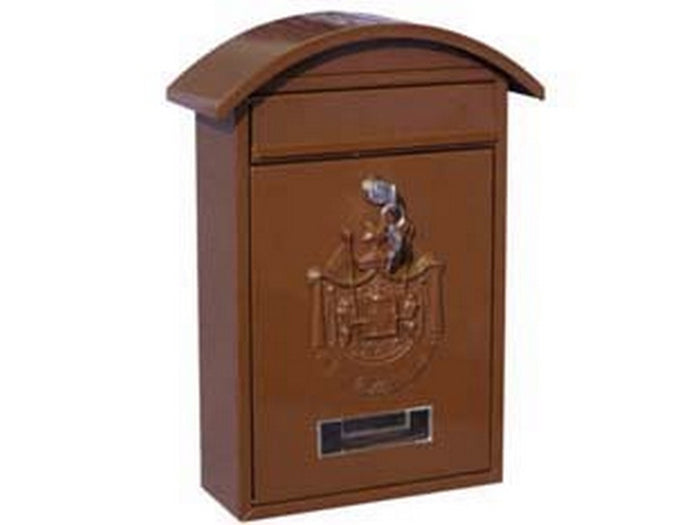 cassetta postale con tetto e chiave a cilindro per esterni marrone - cm.21x6x31h. - colore marrone cod:ferx.fer229586