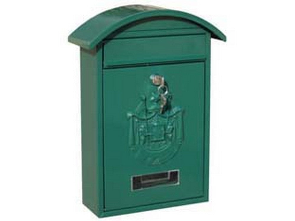 cassetta postale con tetto e chiave a cilindro per esterni verde - cm.21x6x31h. - colore verde cod:ferx.fer229593