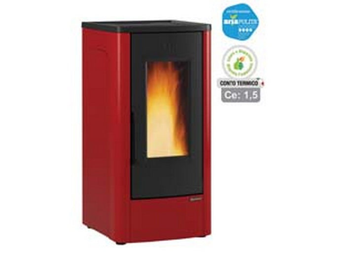 stufa a pellet dahiana plus canalizzata 10kw bordeaux (conto termico) - misure cm.52,5x60,2x108h. - peso kg.160 cod:ferx.fer231190