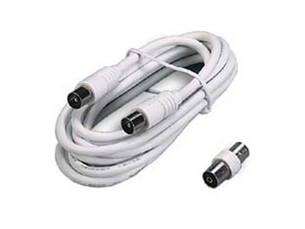 prolunga tv cavo coax spina maschio femmina + adattatore maschio mt5 bianca cod:ferx.fer232609