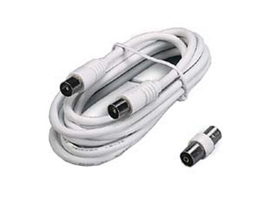 prolunga tv cavo coax spina maschio femmina + adattatore maschio mt5 bianca cod:ferx.fer232609