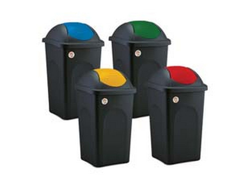 bidone "multipat" con bascula lt.60 - cm.39x39x68h. - nero/giallo cod:ferx.fer232845