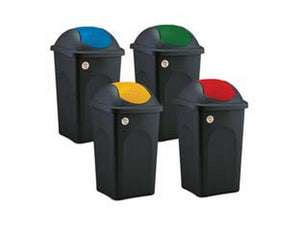 bidone "multipat" con bascula lt.60 - cm.39x39x68h. - nero/giallo cod:ferx.fer232845