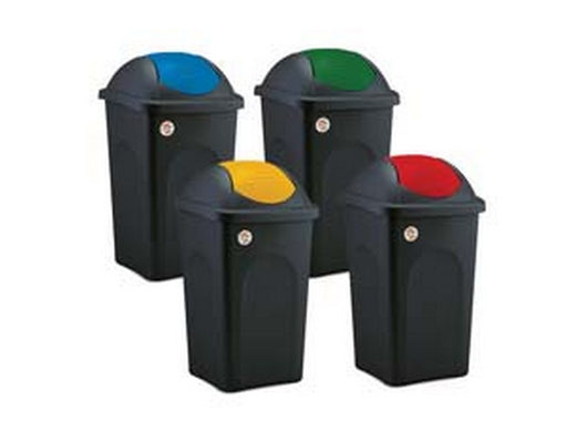 bidone "multipat" con bascula lt.60 - cm.39x39x68h. - nero/verde cod:ferx.fer232838