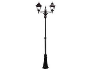 lampione 2 luci su palo modello new york - 2x100w ip44 cm.230h. colore nero cod:ferx.fer234351