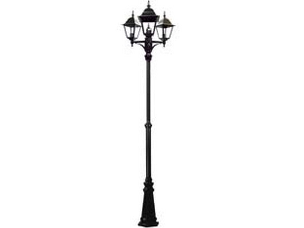 lampione 3 luci su palo modello new york - 3x100w ip44 cm.230h. colore nero cod:ferx.fer234368