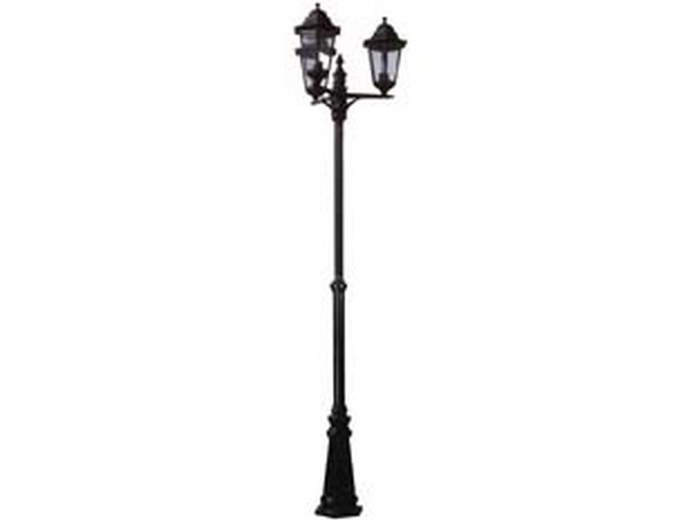 lampione 3 luci su palo modello berlino - 3x100w ip44 cm.230h. colore nero cod:ferx.fer234399