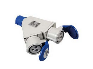 adattatore industriale con spina e 2 prese cee 309 ip44 - 16a colore blu 73105 cod:ferx.fer236348