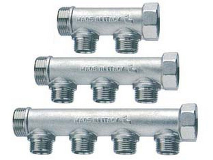 collettore di distribuzione nibile 3/4" 2 derivazioni m art.455 - mf 3/4" - 3 derivazioni m 1/2" cod:ferx.fer237741