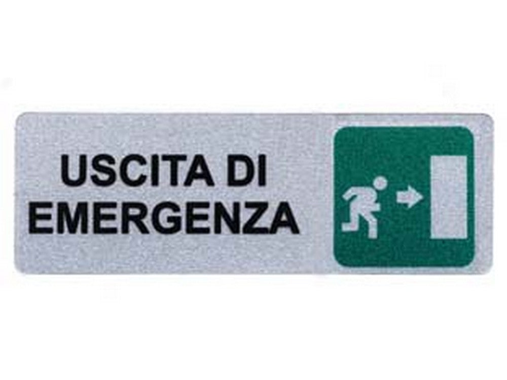 targhetta adesiva "uscita di emergenza" (freccia a destra) - cm.15x5h. cod:ferx.fer239905