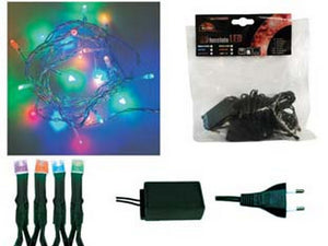 1blister lucciole a led multicolor luce fissa per interno - 50 led - mt.1,9 + 7,4 cod:ferx.fer243834