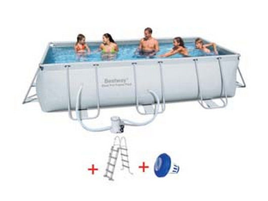 piscina power steel rettangolare con telaio portante cm.404x201x100h. - kg.61,3 - lt.6.478 - filtro cartuccia(art.56441) cod:ferx.fer245593