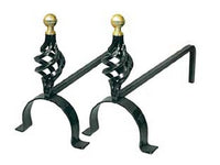 alari pigna con pomoli in ottone per camino - cm.35 cod:ferx.fer245845