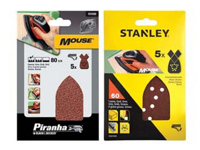set 5 fogli abrasivi con velcro per mouse - grana 180 (sta31014) cod:ferx.fer247788