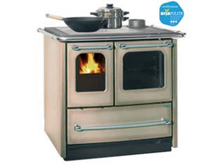 cucina a legna sovrana easy evo 2.0 7,5 kw cappuccino - misure cm.96,4x64,1x84,8h. - peso kg.140 cod:ferx.fer251327