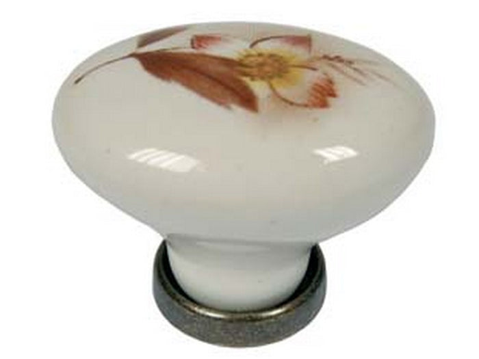 pomoli ovali in porcellana mod.p02.01 avorio decoro fiore - mm.24x34x25h. cod:ferx.fer255080