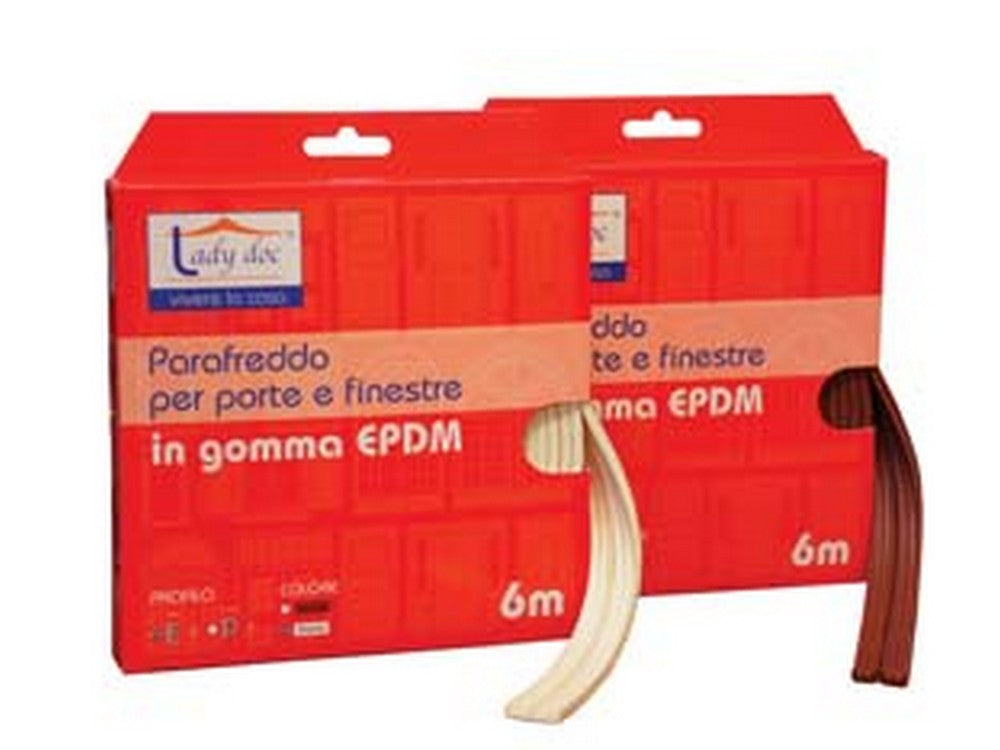 parafreddo in gomma profilo "e" - mm.9h. rotolo da mt.6 colore marrone  cod:ferx.fer256117