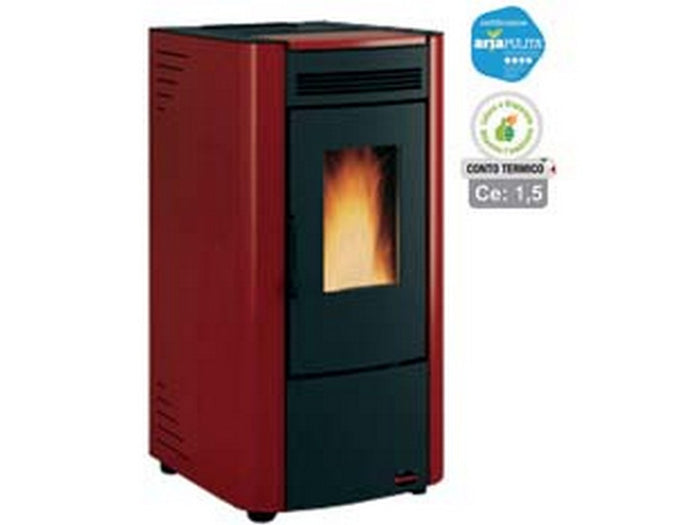 stufa a pellet ketty evo 2.0 6,5 kw bordeaux (conto termico) - misure cm.45,6x47,9x88,4h. - peso kg.77 cod:ferx.fer258005