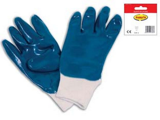 12blister guanti da lavoro in tela interamente spalmato in  nbr polso maglia - tg.10 cod:ferx.fer261418