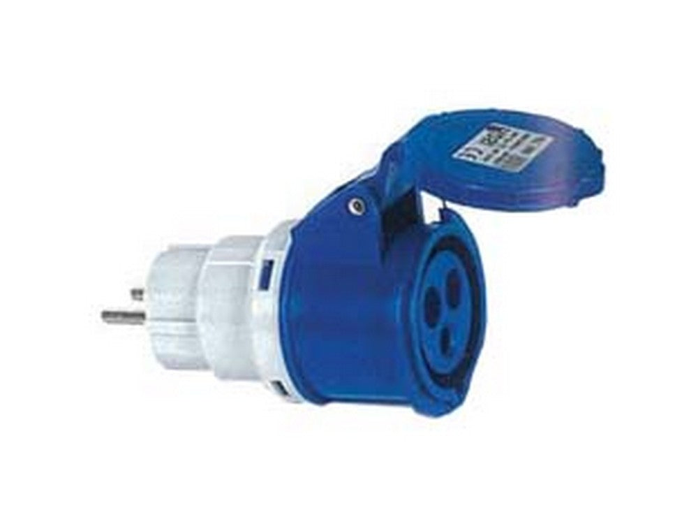 adattatore industriale con spina schuko e presa cee ip44 - 16a colore blu cod:ferx.fer271899