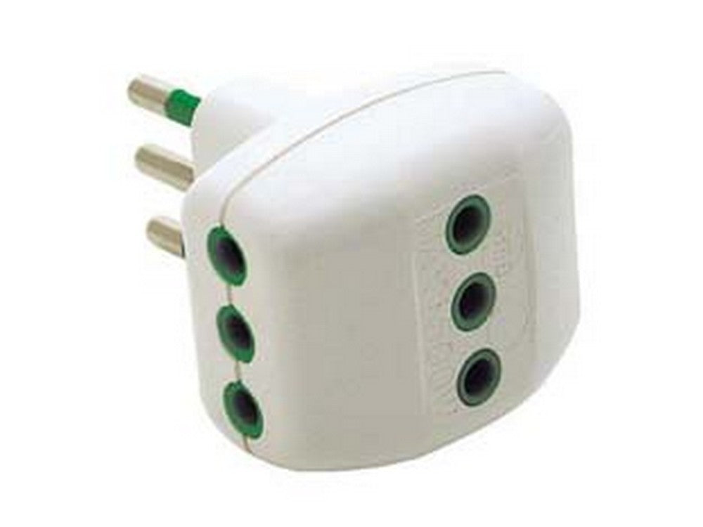 adattatore triplo 2 poli + terra 10a bianco - bianco 82200 cod:ferx.fer272896