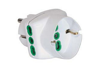 adattatore triplo 2 poli + terra schuko bipasso spina schuko bianco bianco cod:ferx.fer272988