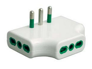 adattatore triplo piatto 2 poli + terra bipasso bianco - bianco 82220 cod:ferx.fer273022
