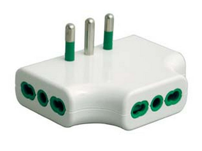 adattatore triplo piatto 2 poli + terra bipasso bianco - bianco 82220 cod:ferx.fer273022
