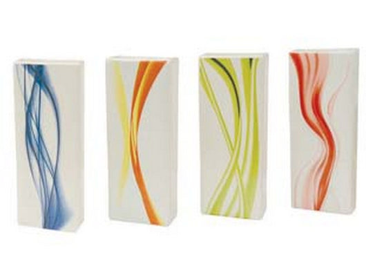 umidificatore ceramica rettangolare decoro floreale mm 75x38x190h. giallo cod:ferx.fer284707