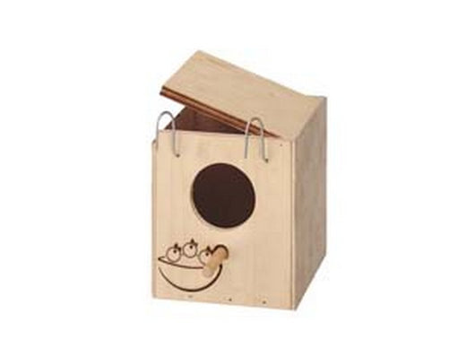 nido in legno per gabbia uccelli  - cm.11,5x12,5x12h. - foro entrata ø cm.4 cod:ferx.fer304177