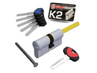 cilindro sagomato profilo europeo "k2" codolo 1+5 chiavi 0ck2 serie 3200-q - mm.30x30 cromo satinato cod:ferx.fer351645