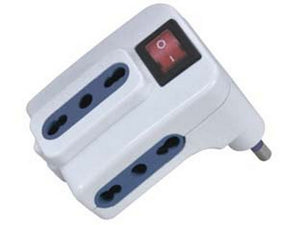 adattatore triplo con interruttore bianco - spina 16a colore bianco cod:ferx.fer307628