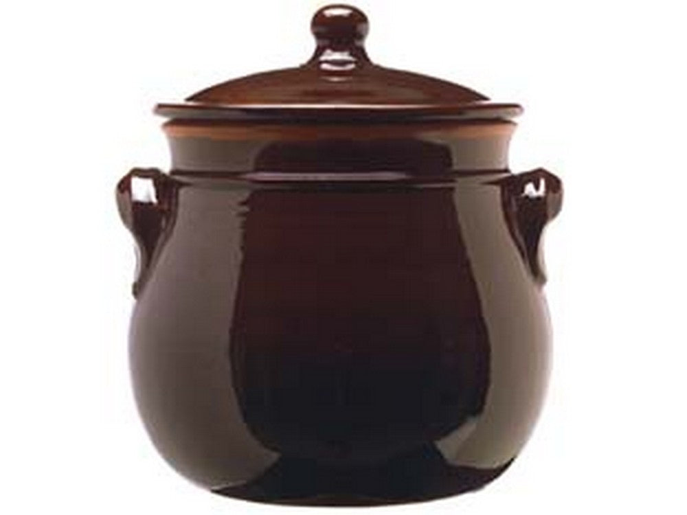 pentola bombata in terracotta brunella con coperchio - cm.24 cod:ferx.fer309035
