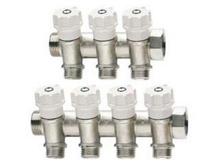 collettore di distribuzione nibile con valvole art.465 - mm 3/4" - 3 derivazioni m 1/2" cod:ferx.fer312226