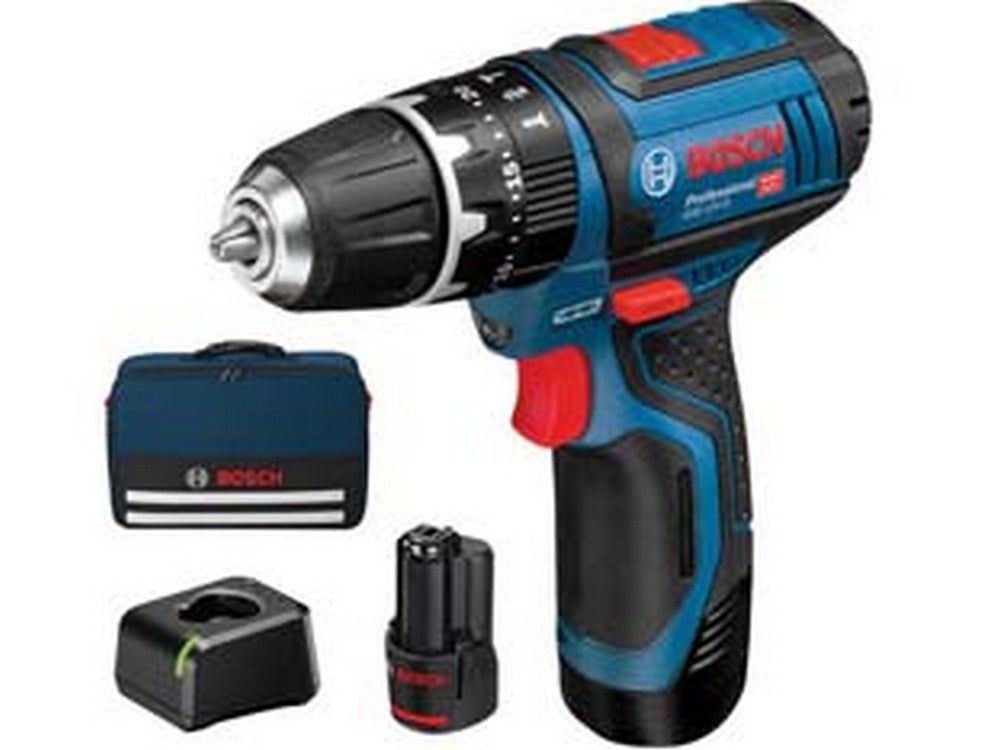 trapano avvitatore percuss. 2 batt. litio 12v mandate mm.10 (gsb 12v-15) - 2 batterie al litio da 2,0 ah cod:ferx.fer312295