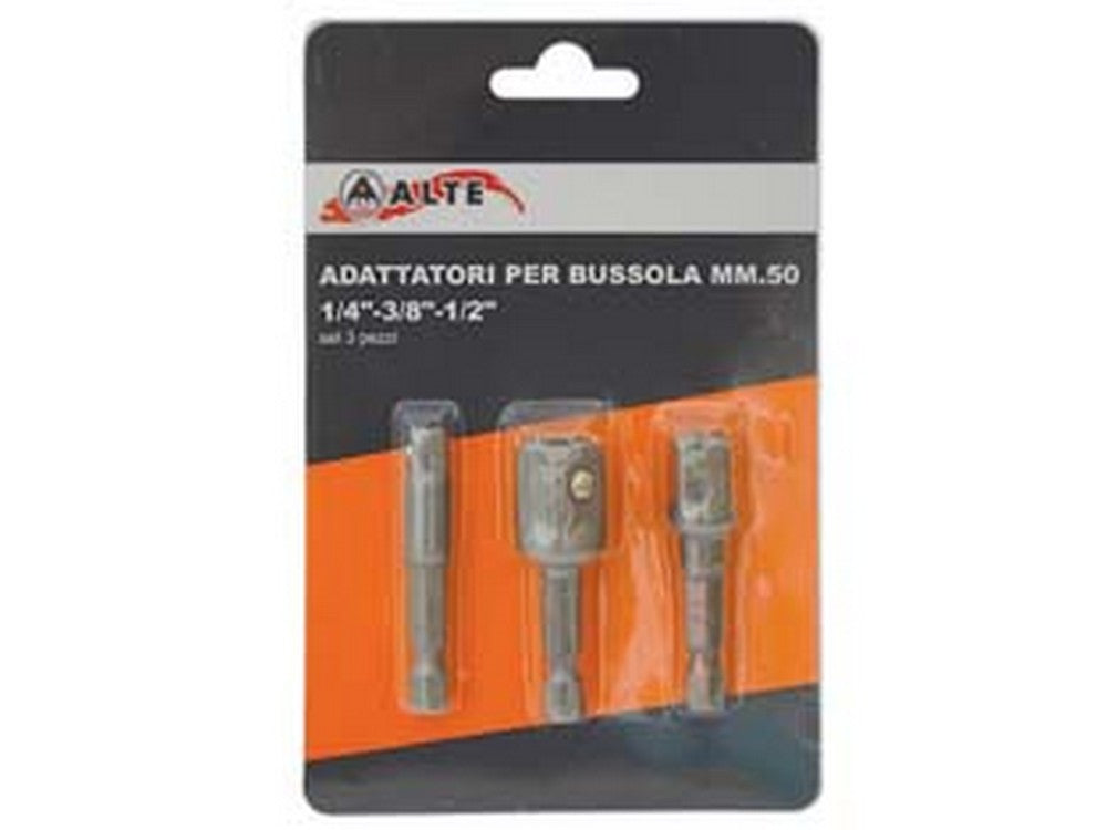 inserti adattatori per bussola mm.50 1/4 - 3/8 - 1/2 set pezzi 3 cod:ferx.fer317320