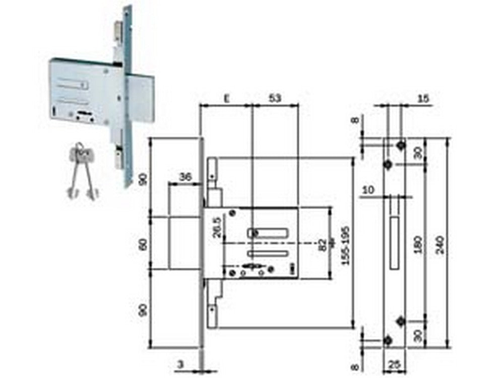 serrature triplice da infilare doppia mappa 663301 - mm.60 (663301604) cod:ferx.fer321198
