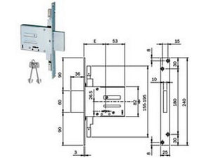 serrature triplice da infilare doppia mappa 663301 - mm.60 (663301604) cod:ferx.fer321198