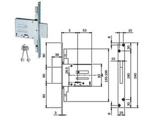 serrature triplice da infilare doppia mappa 663301 - mm.70 (663301704) cod:ferx.fer321204