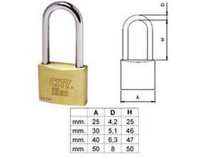 lucchetto ottone arco lungo "aditus city" p700 - mm.40 (p70040477) cod:ferx.fer321372