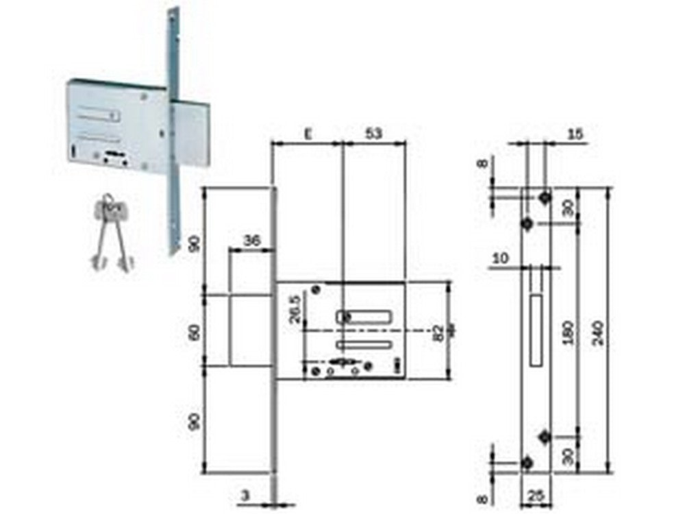 serrature da infilare doppia mappa 661 - mm.60 (661604n) cod:ferx.fer321440
