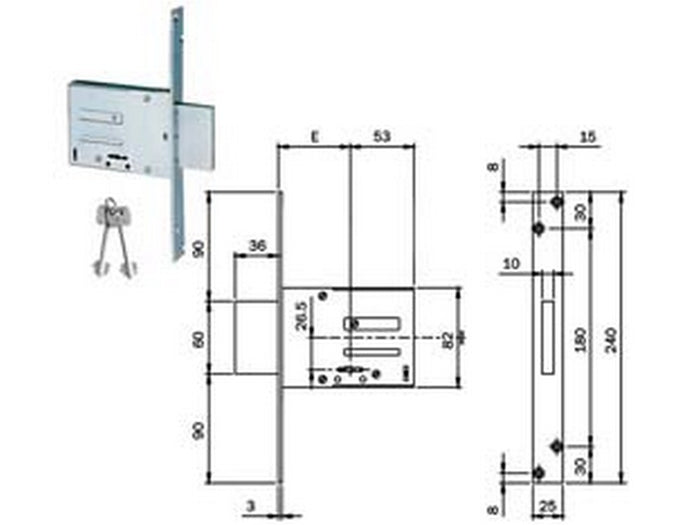 serrature da infilare doppia mappa 661 - mm.60 (661604n) cod:ferx.fer321440