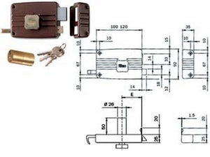 serratura portoncino pom. interno caten. scrocco cilindro fisso cod:ferx.fer321648