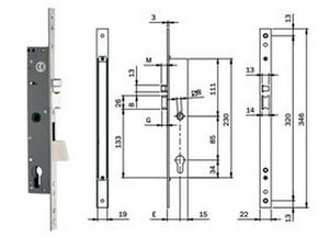 elettroserratura infilare montanti con caten. quadro e scrocco 78180 - mm.35 (781802352) cod:ferx.fer321709