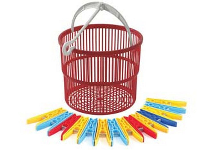 cestino "magico" portamollette rosso 15 mollette ts special  cm19x15,5h cod:ferx.fer330718