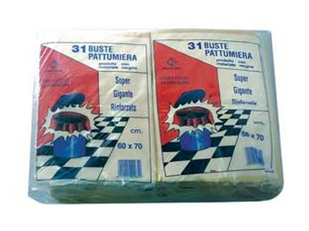 sacco pattumiera con laccio di chiusura giallo pz.31 - cm.60x70 gr.600 cod:ferx.fer331319