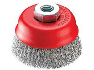 spazzola tazza fili acciaio zincato smerigliatrice  mm80 foro filettato cod:ferx.fer336642