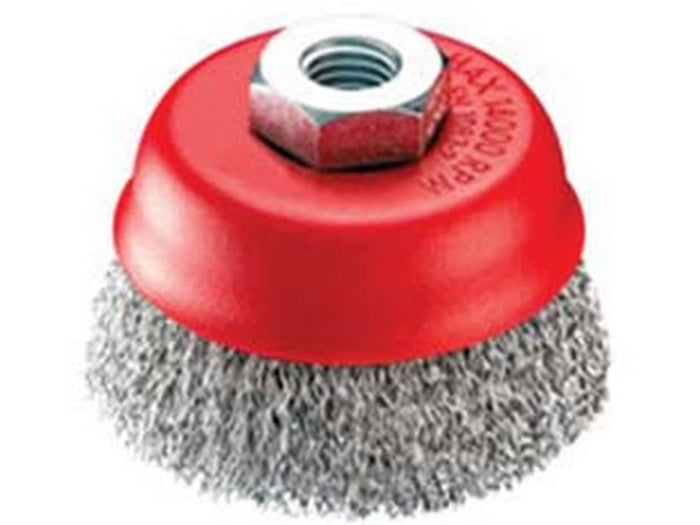 spazzola tazza fili acciaio zincato smerigliatrice  mm80 foro filettato cod:ferx.fer336642