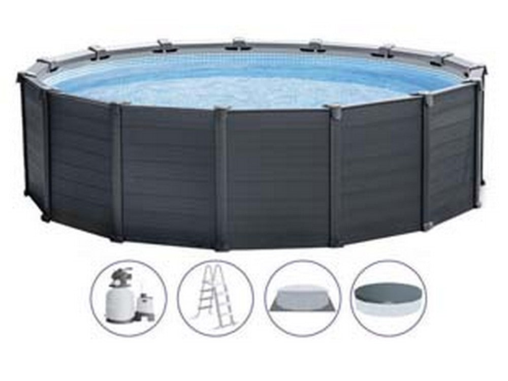 piscina "graphite grey" rotonda con tel. portante con pompa cm.478x124h. - capacit? lt.16805 - peso kg.198,7 (26384) cod:ferx.fer336833